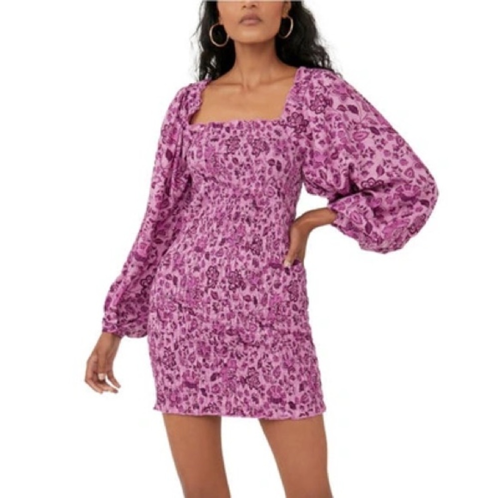 Free People Smock It To Me mini dress purple XS